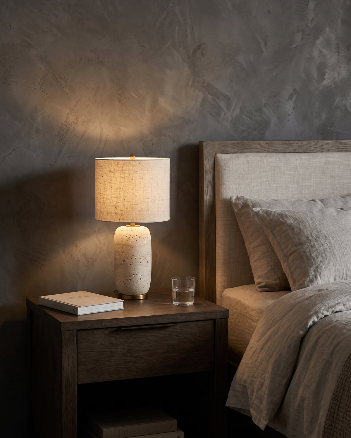Creed Travertine Table Lamp