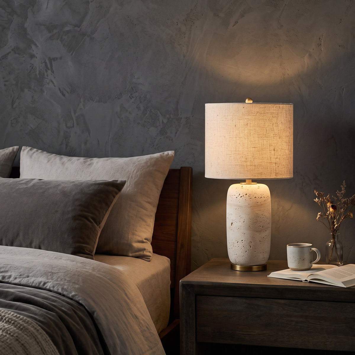 Creed Travertine Table Lamp