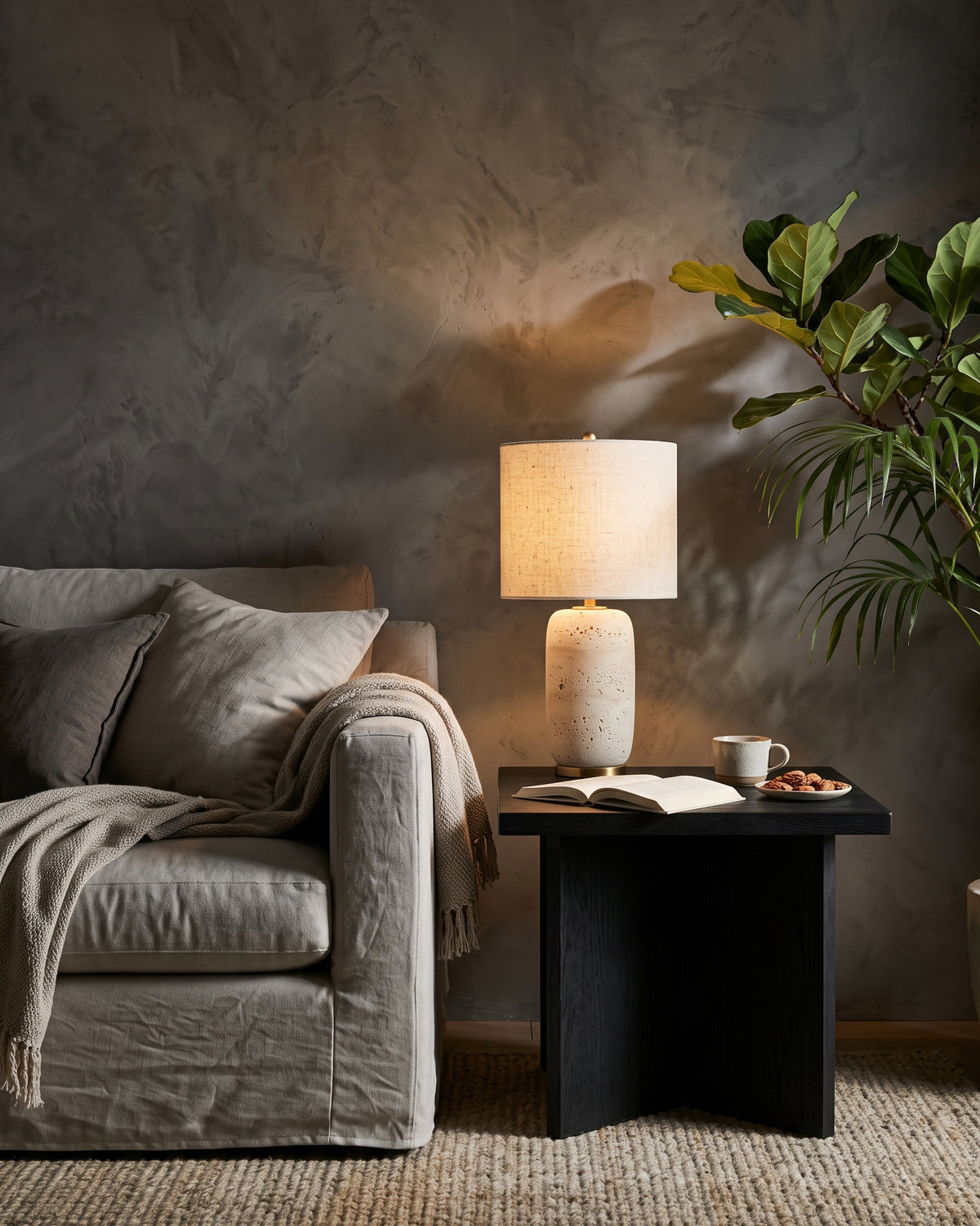 Creed Travertine Table Lamp