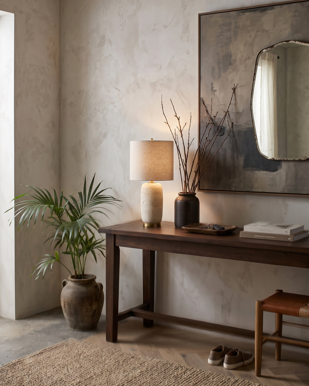Creed Travertine Table Lamp