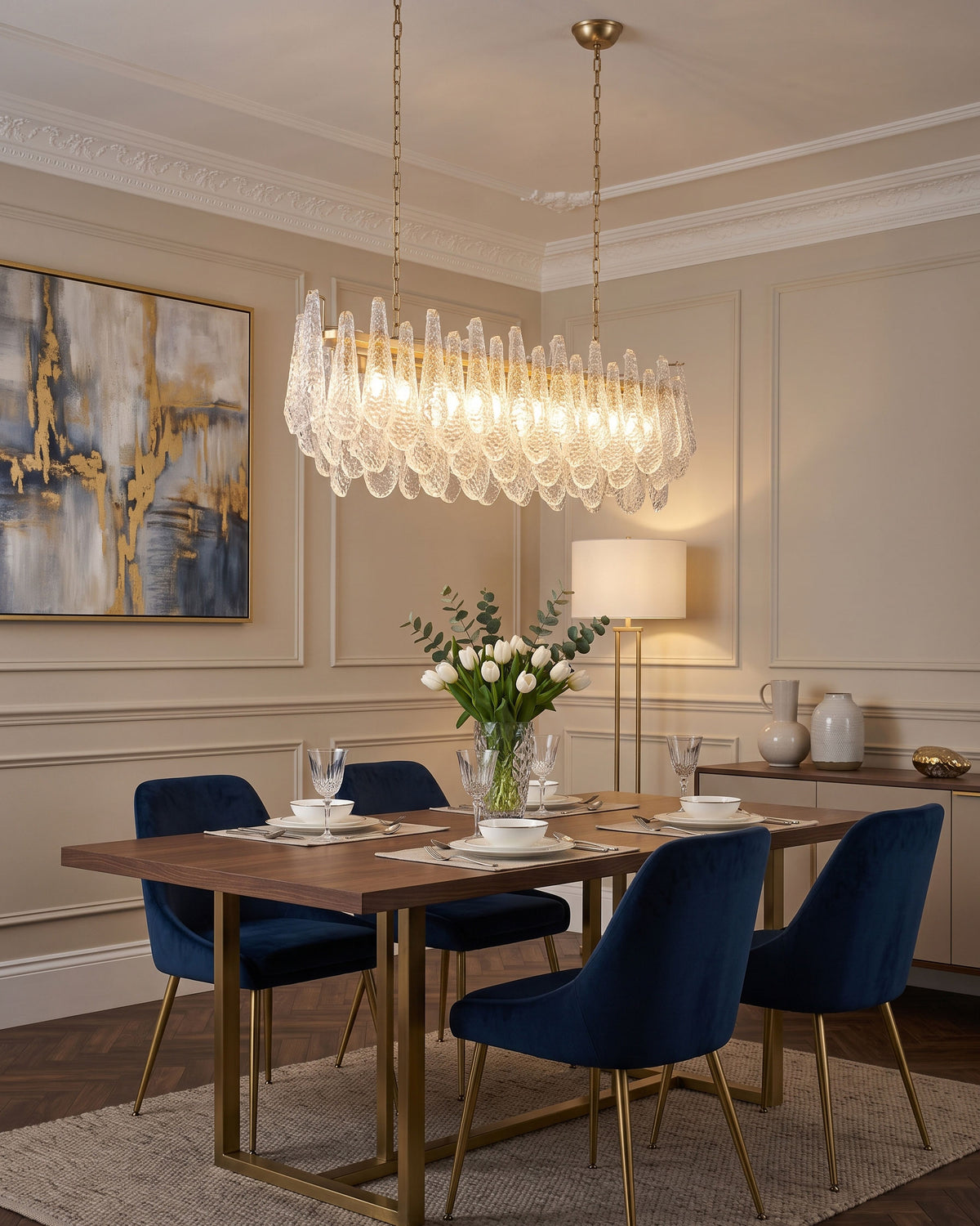 Darby Hammered Glass Linear Chandelier