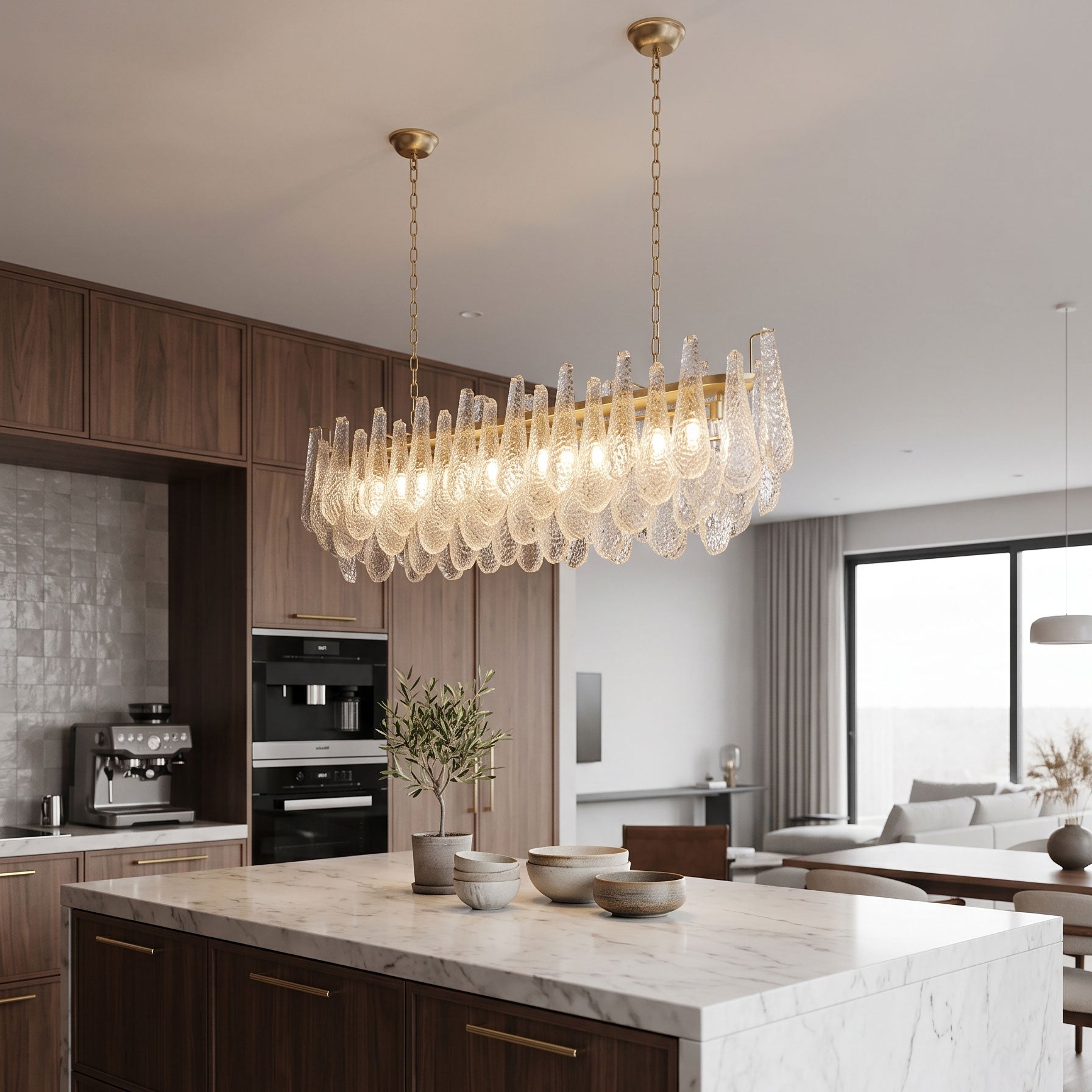 Darby Hammered Glass Linear Chandelier