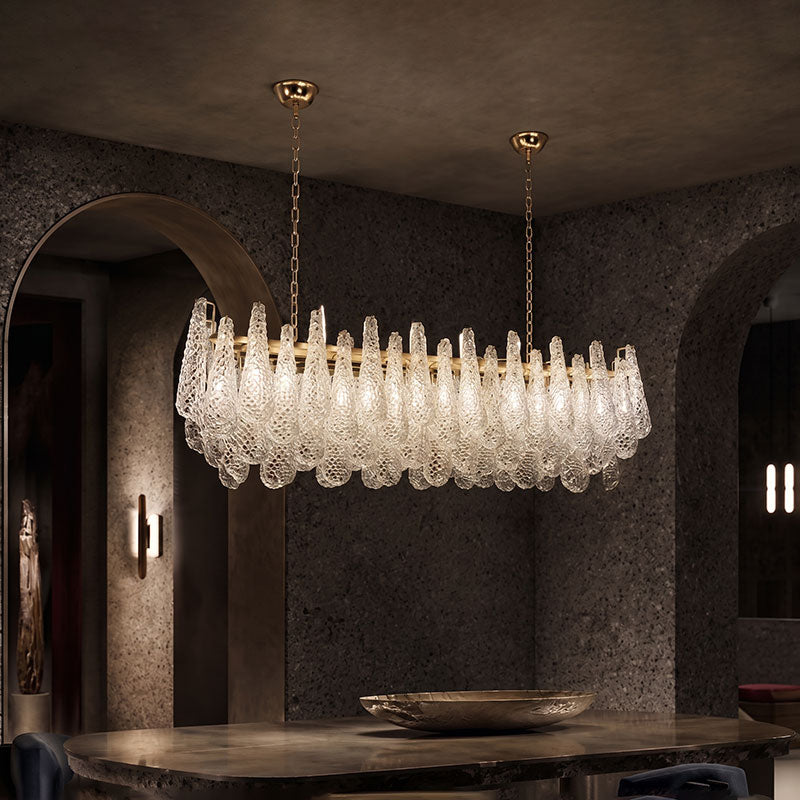 Darby Hammered Glass Linear Chandelier