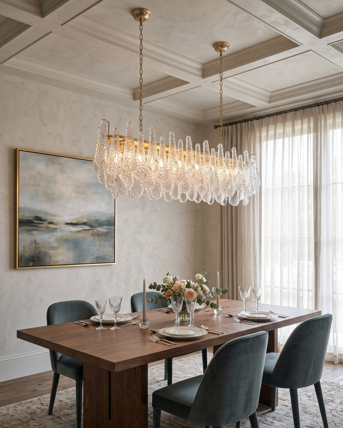 Darby Hammered Glass Linear Chandelier