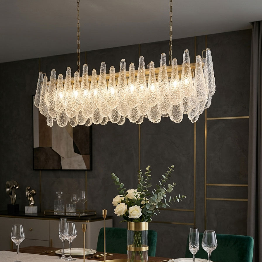Darby Hammered Glass Linear Chandelier