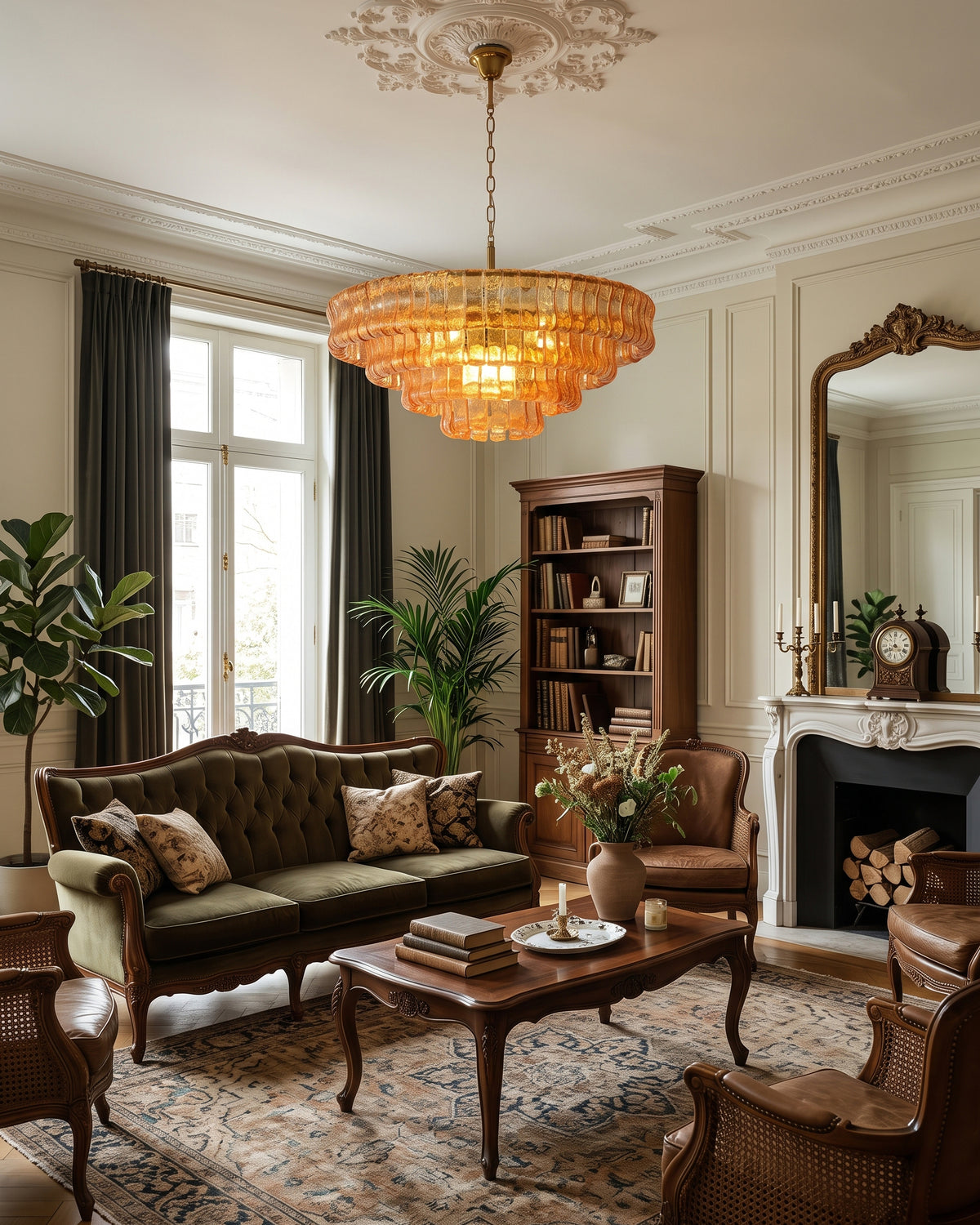 Ellington Moss Textured Glass Chandelier