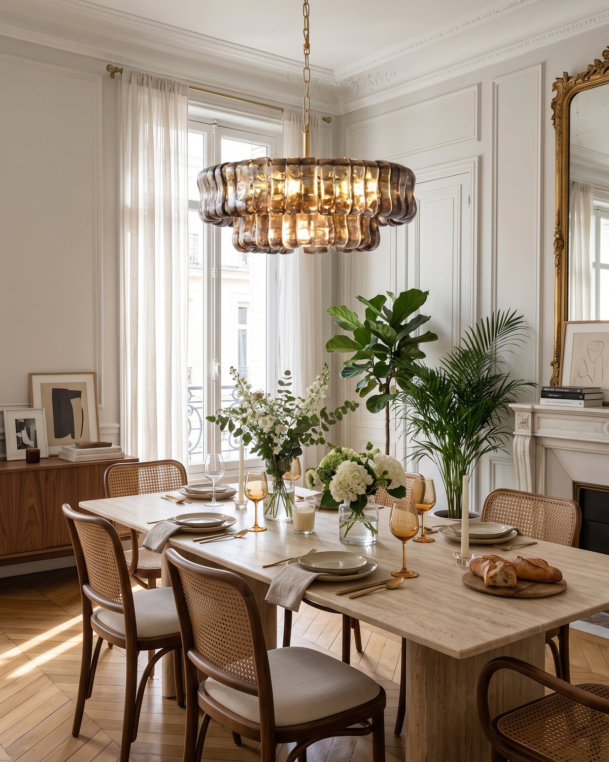 Ellington Moss Textured Glass Chandelier