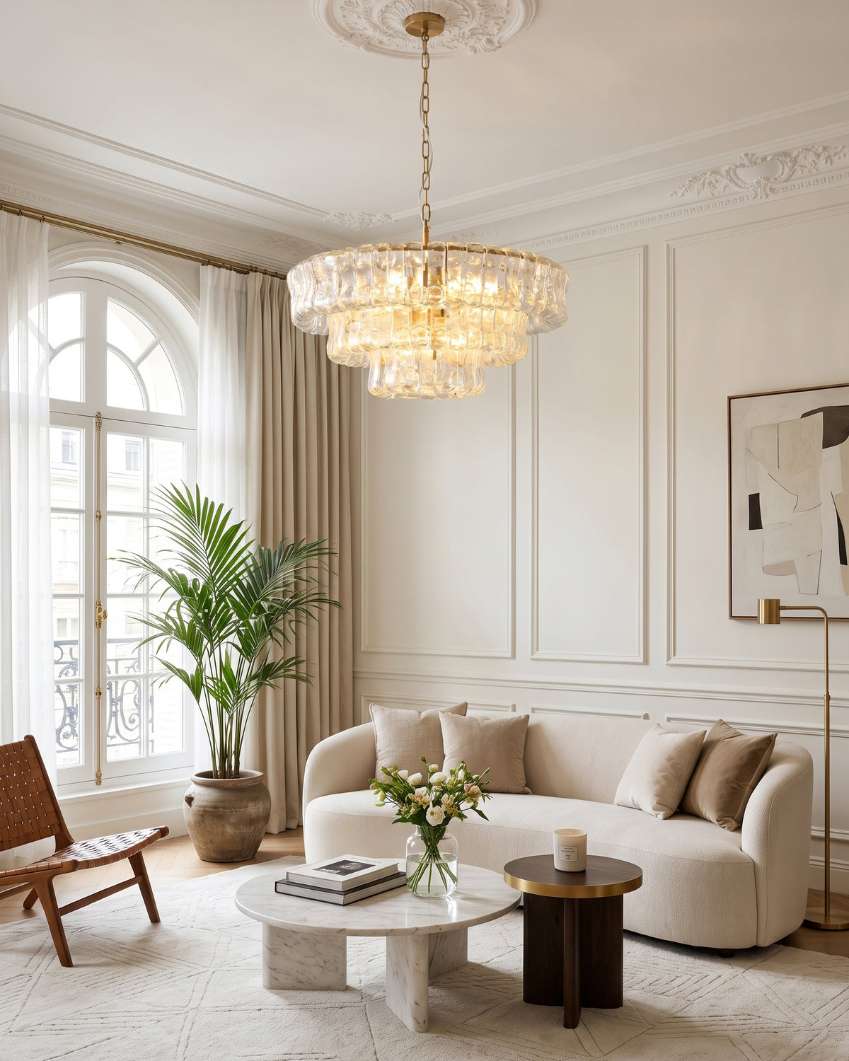 Ellington Moss Textured Glass Chandelier