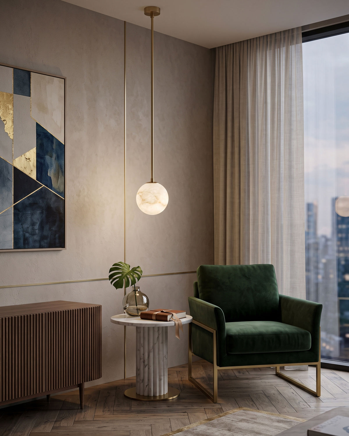 Enoch Natural Alabaster Pendant Light