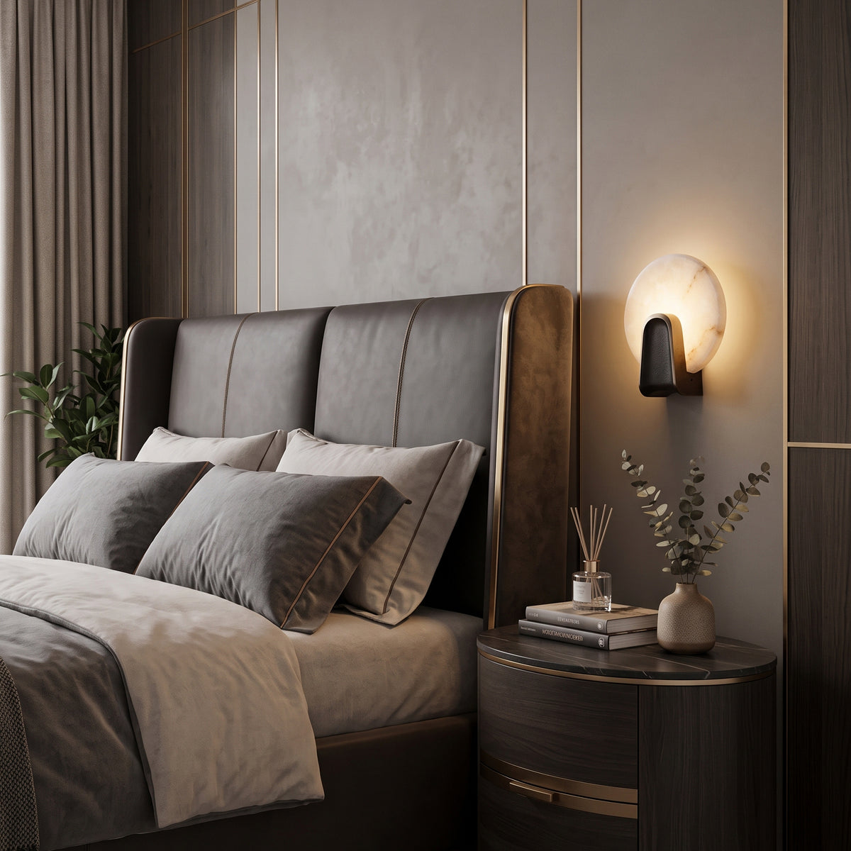 Ephraim Circle Alabaster Wall Sconce