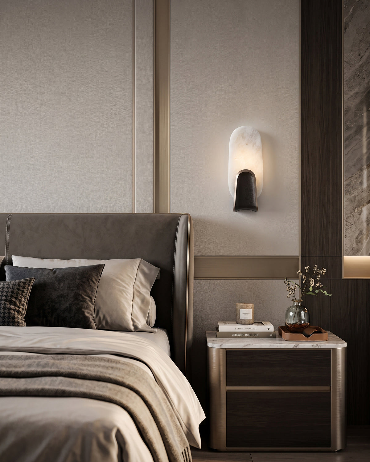 Ephraim Circle Alabaster Wall Sconce