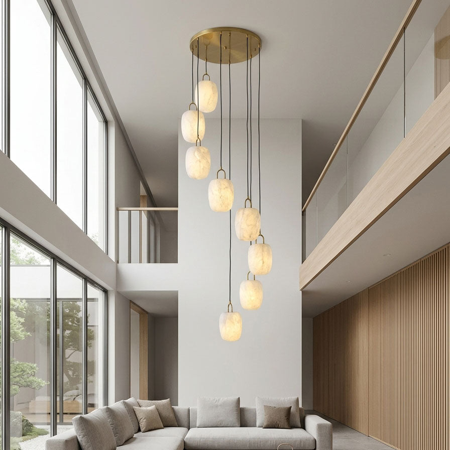 Evelisse Silk Pendant Light hanging over a counter
