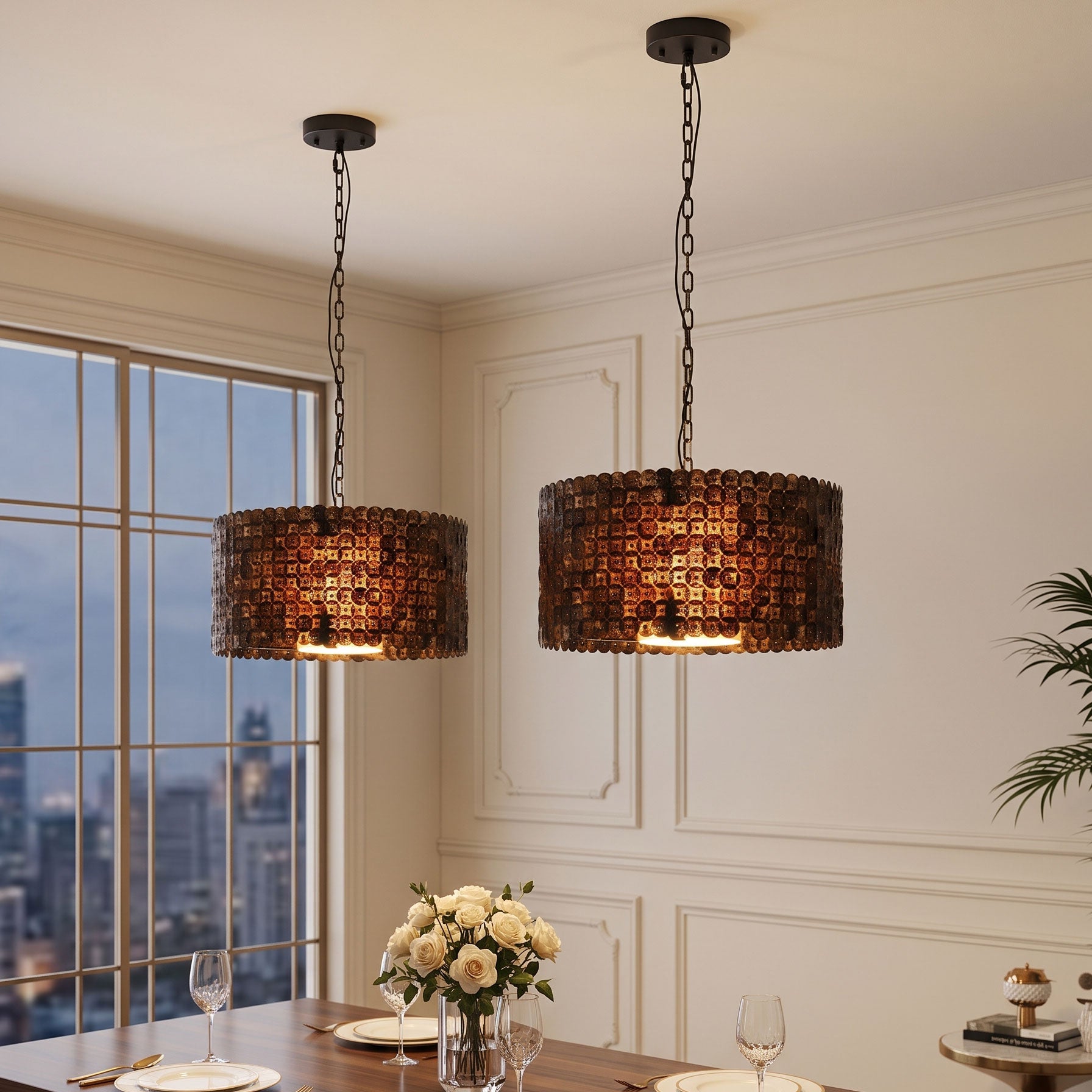 Finnick Rustic Disc Pendant Light