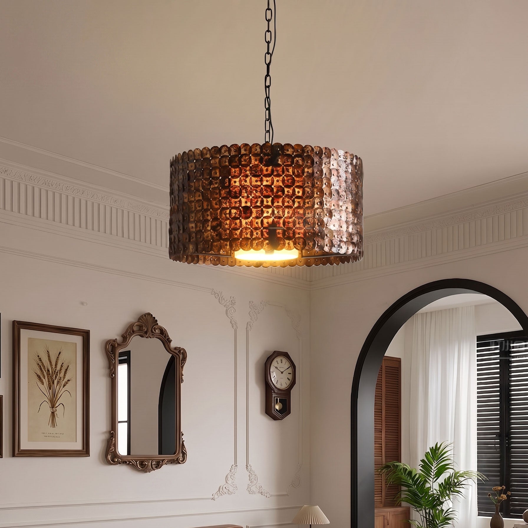 Finnick Rustic Disc Pendant Light