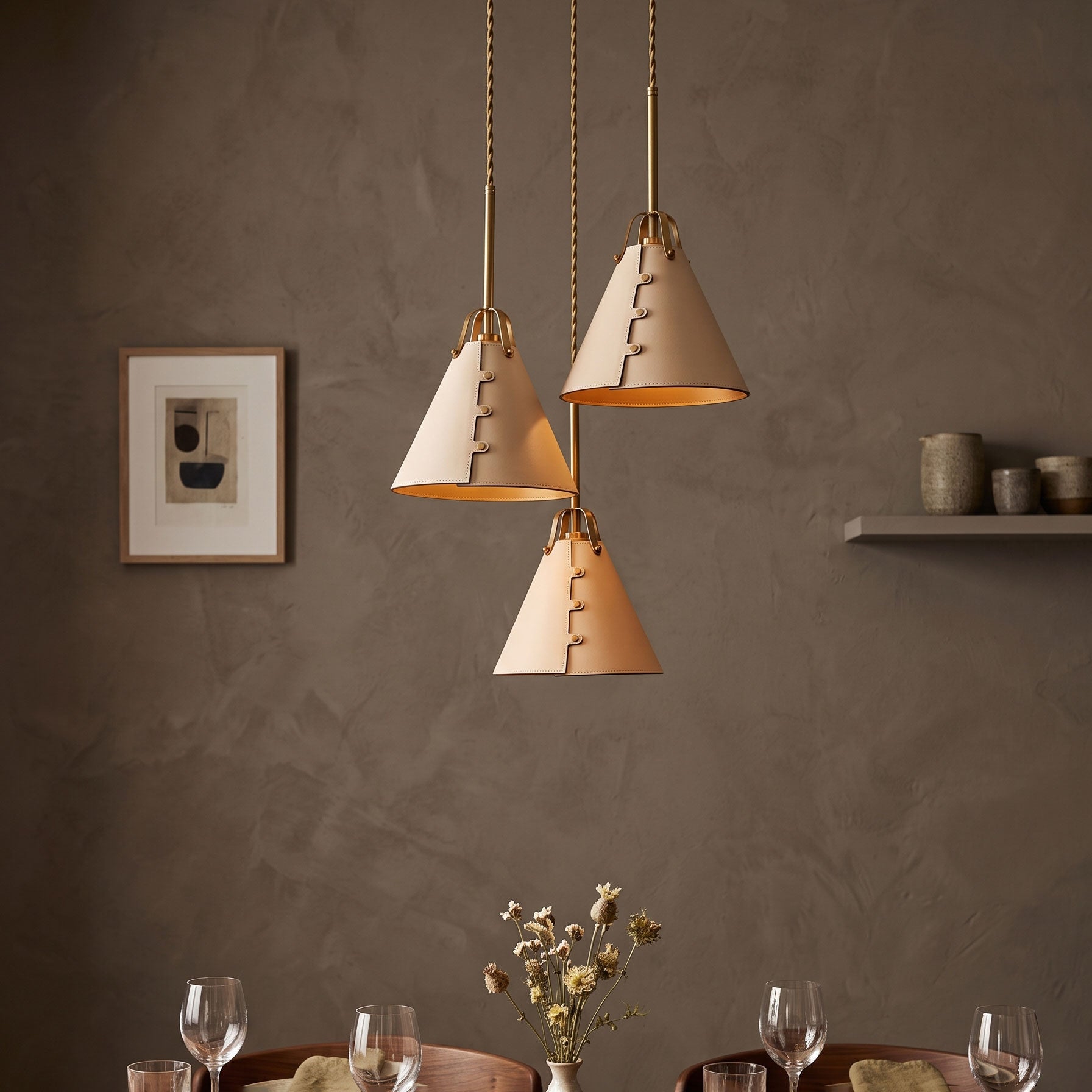 Fintan Stitched Cone Pendant Light