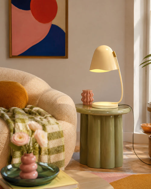 Fletcher Candle Warmer Table Lamp curved iron detail