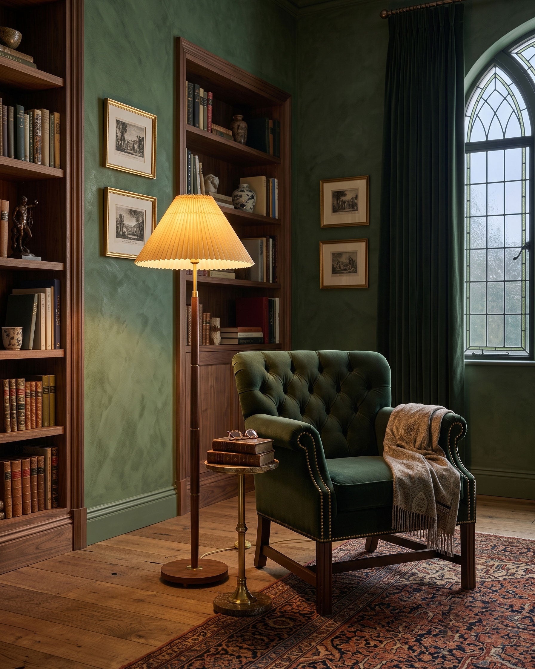 Flynn Pleated Walnut Floor Lamp