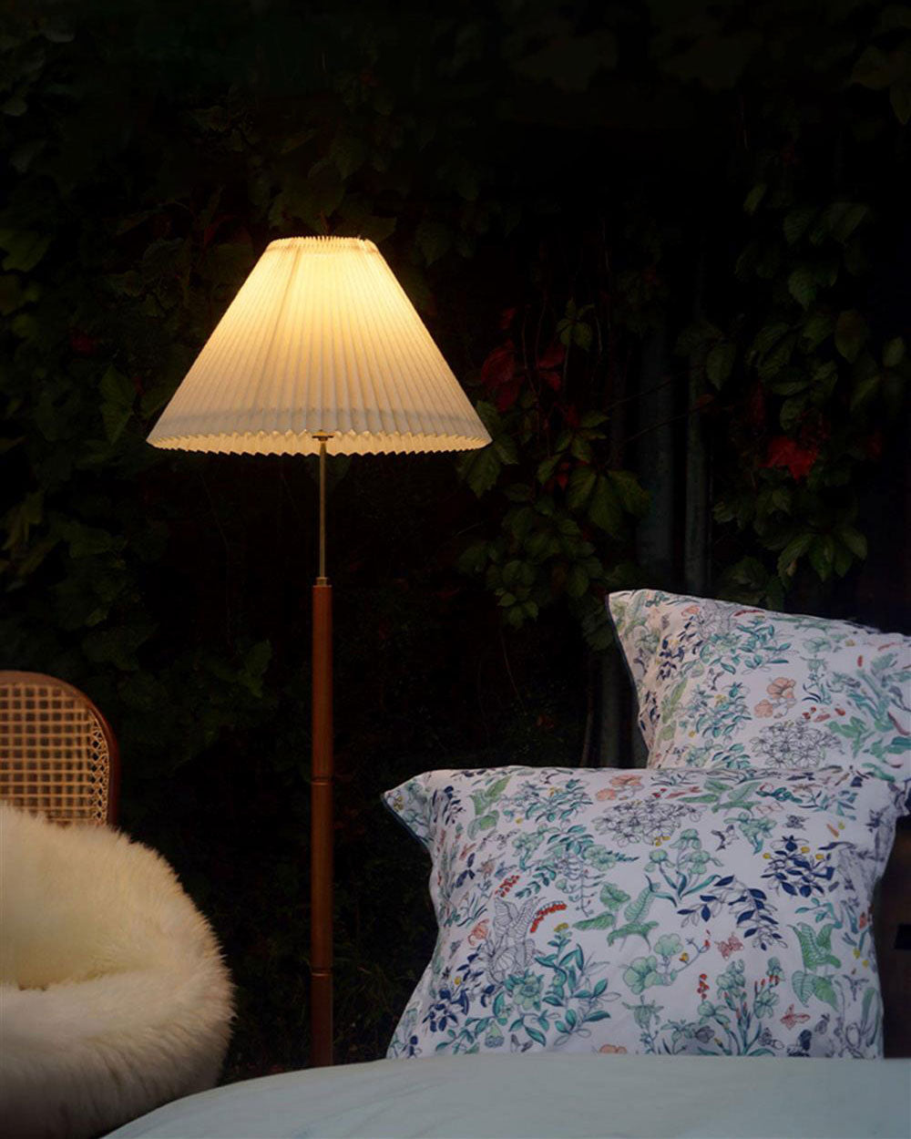 Flynn Pleated Walnut Floor Lamp