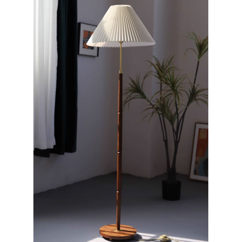 Flynn Pleated Walnut Floor Lamp