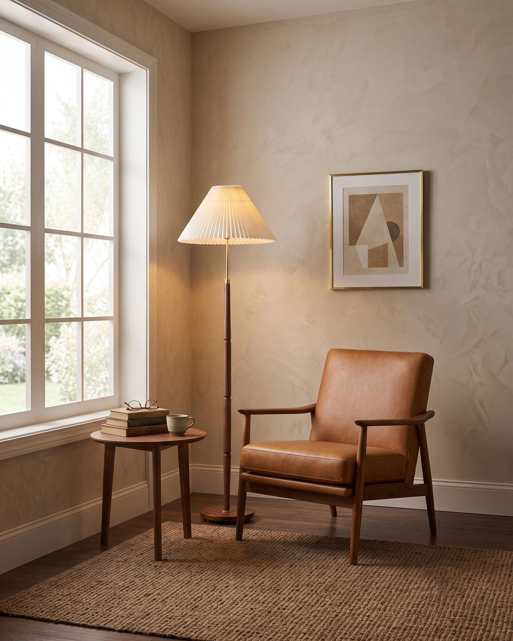 Flynn Pleated Walnut Floor Lamp