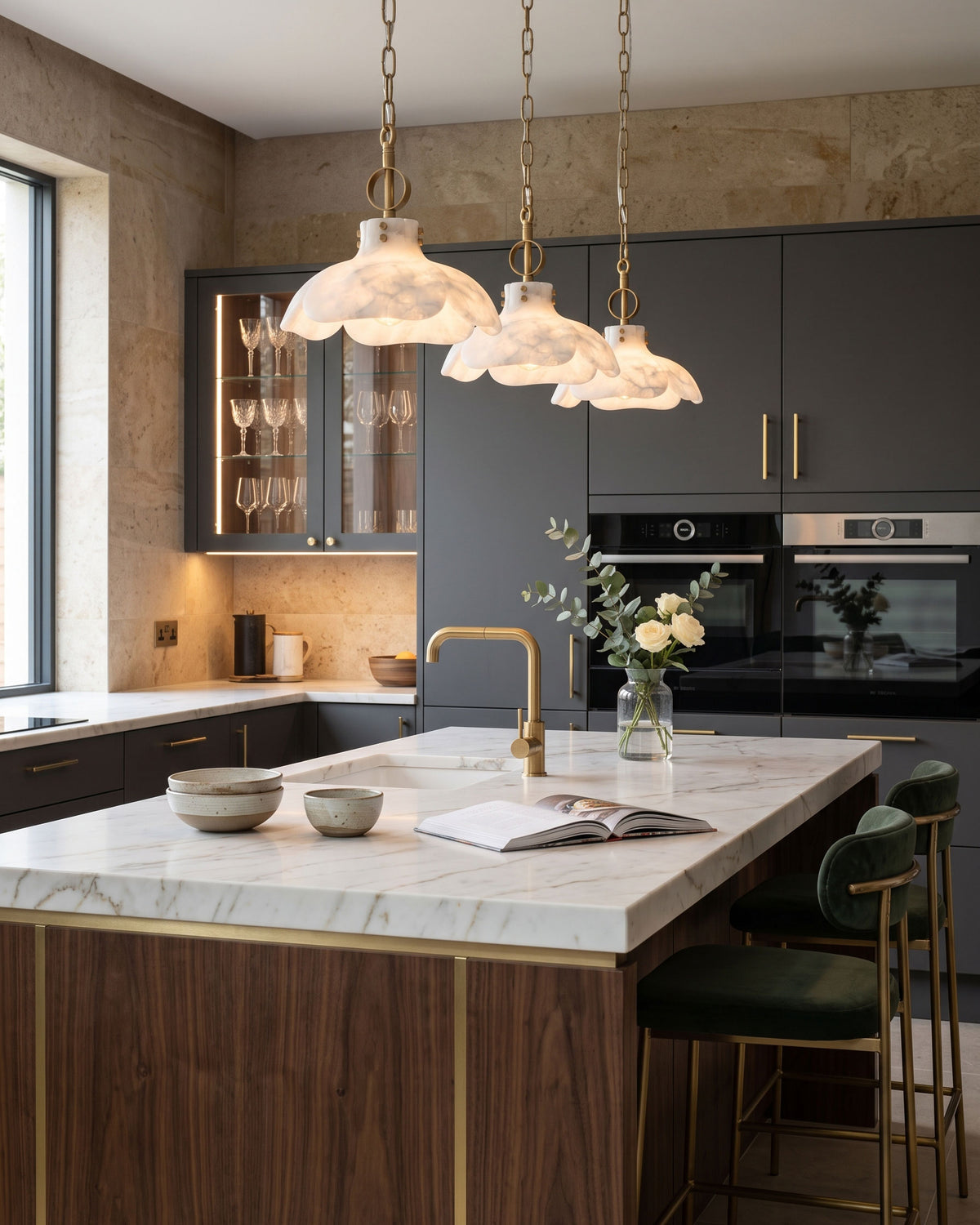 Giles Petal Alabaster Pendant Light