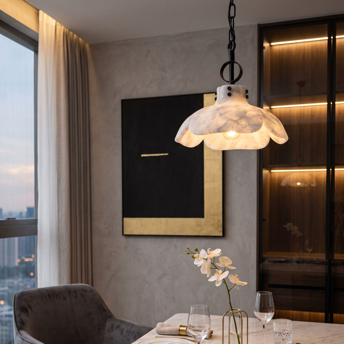 Giles Petal Alabaster Pendant Light