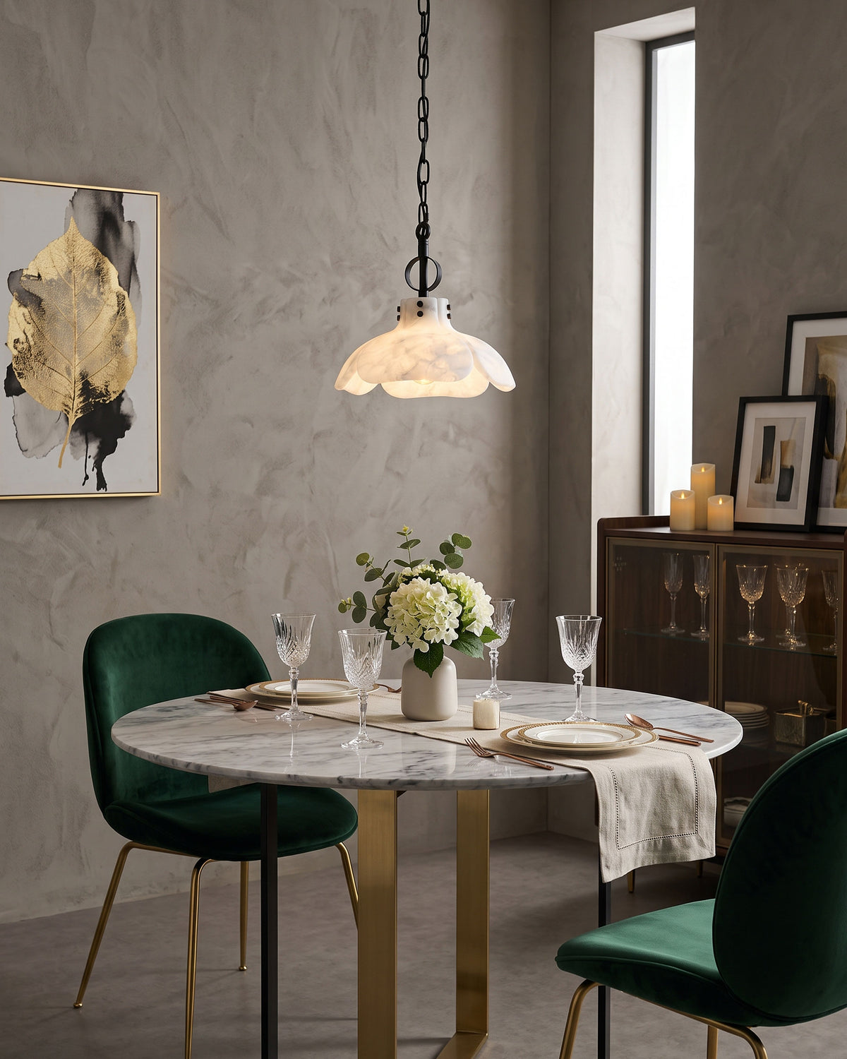 Giles Petal Alabaster Pendant Light