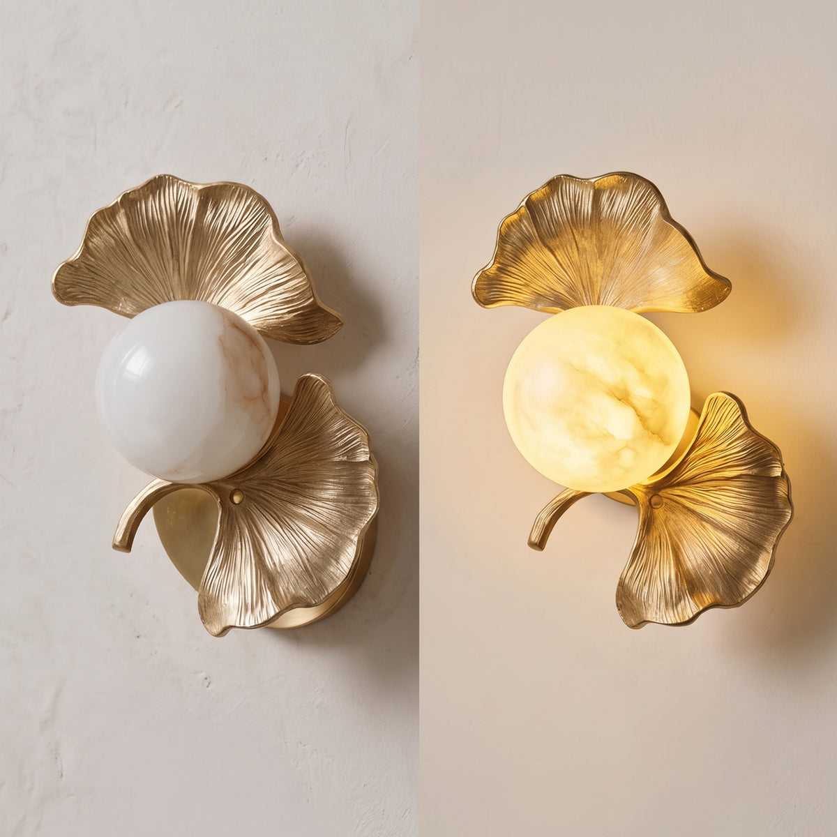 Halcyon Alabaster Ginkgo Wandleuchte