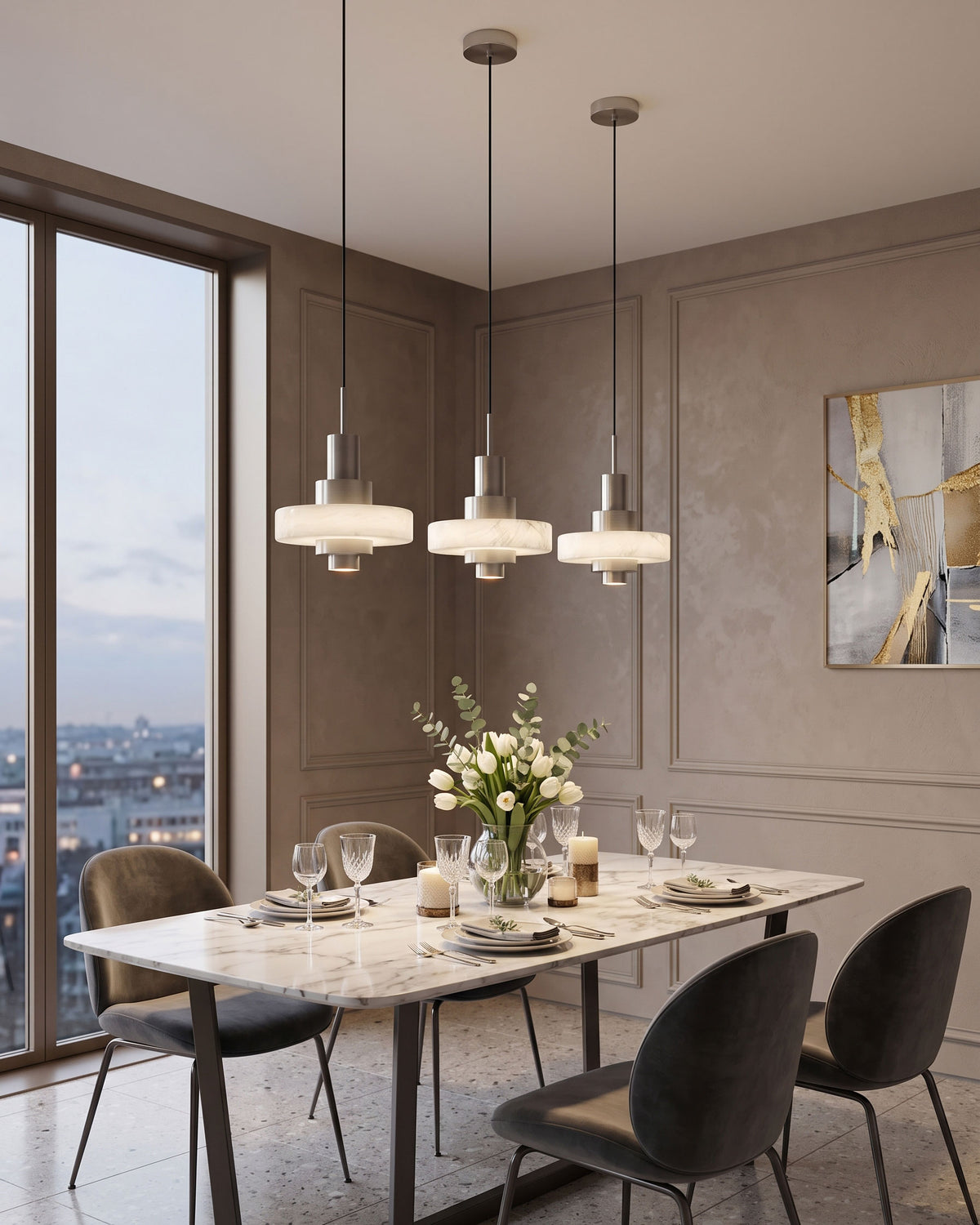 Herbie Alabaster Pendant Light