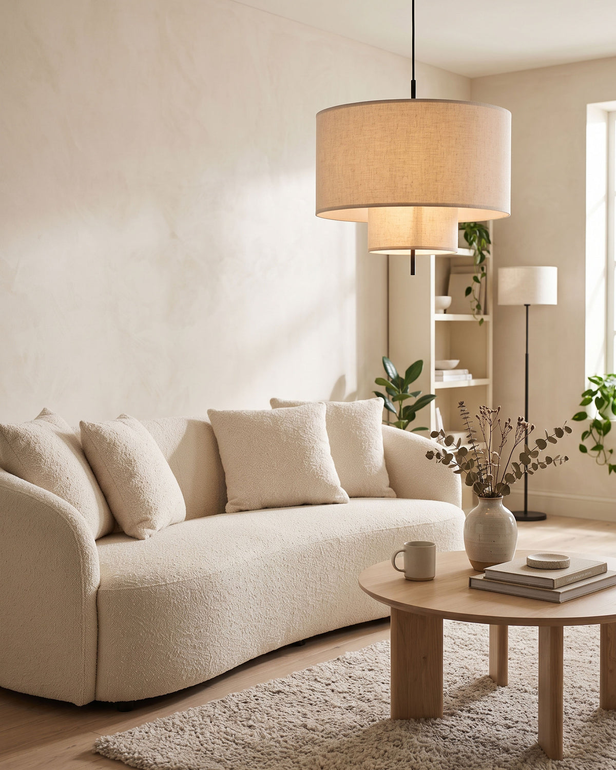 Innegan Linen Pendant Light double-tier shade detail