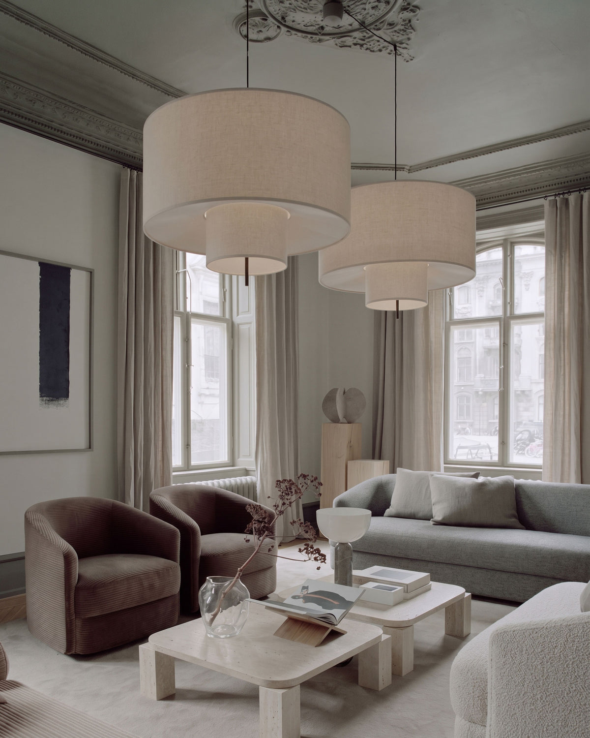 Innegan Linen Pendant Light finish and size options