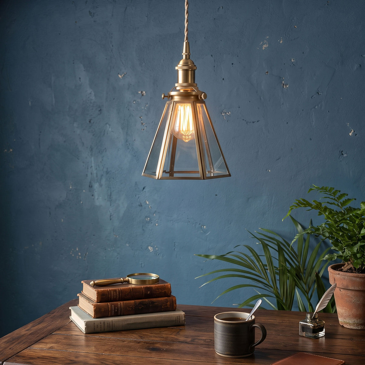 Isambard Lantern Brass Pendant Light