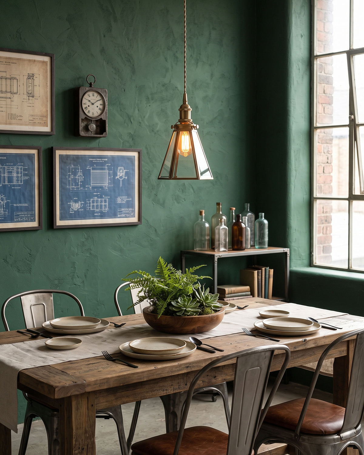 Isambard Lantern Brass Pendant Light