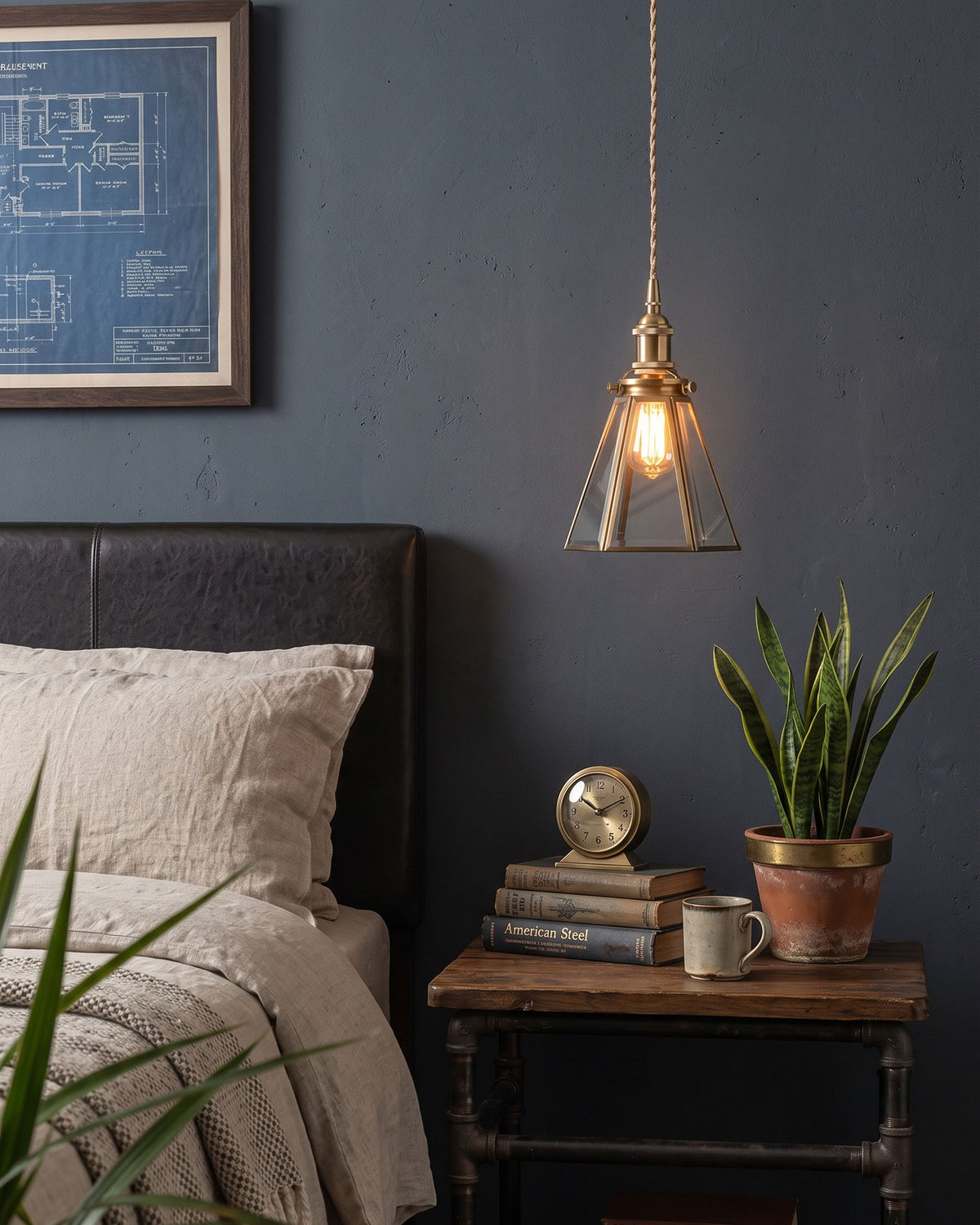 Isambard Lantern Brass Pendant Light