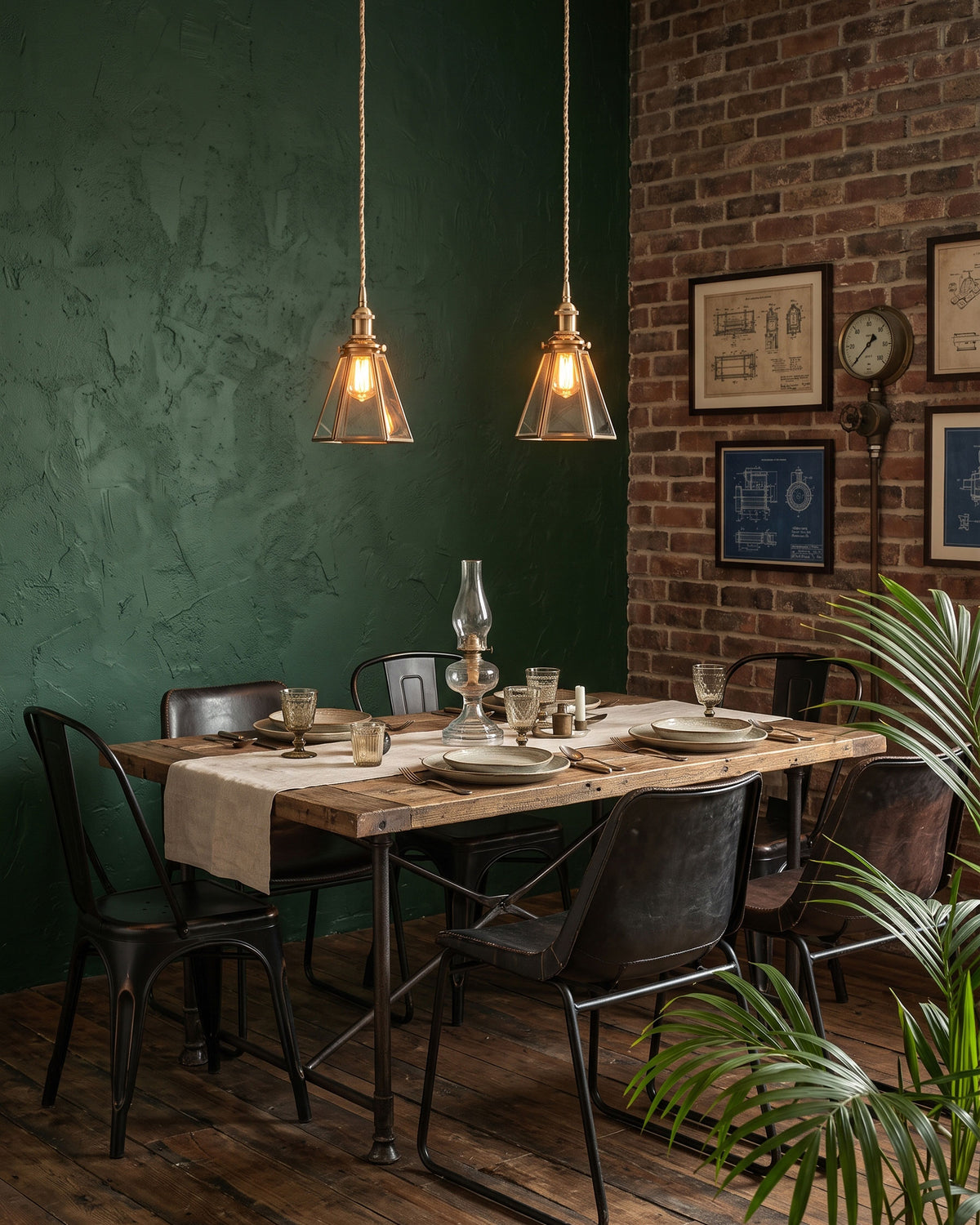 Isambard Lantern Brass Pendant Light