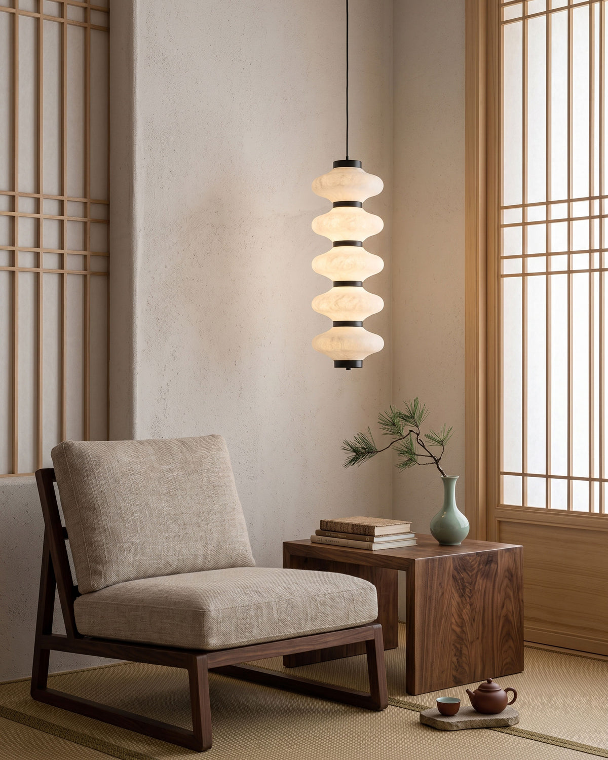 Jett Mulberry Silk Pendant Light