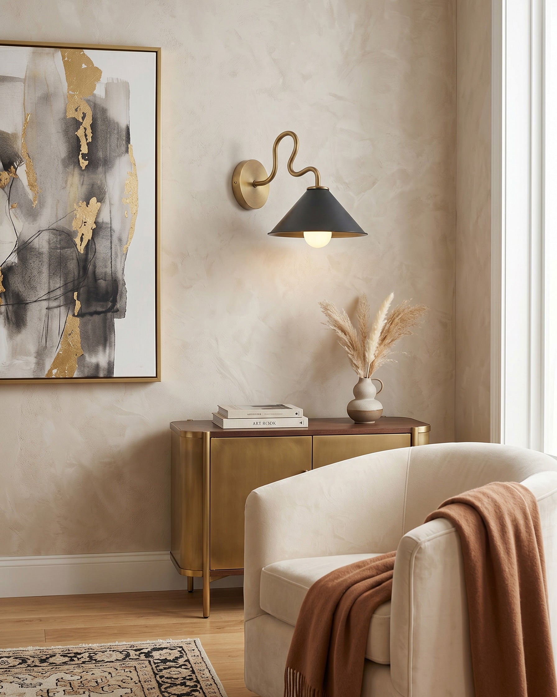 Jorick Wavy Brass Wall Sconce