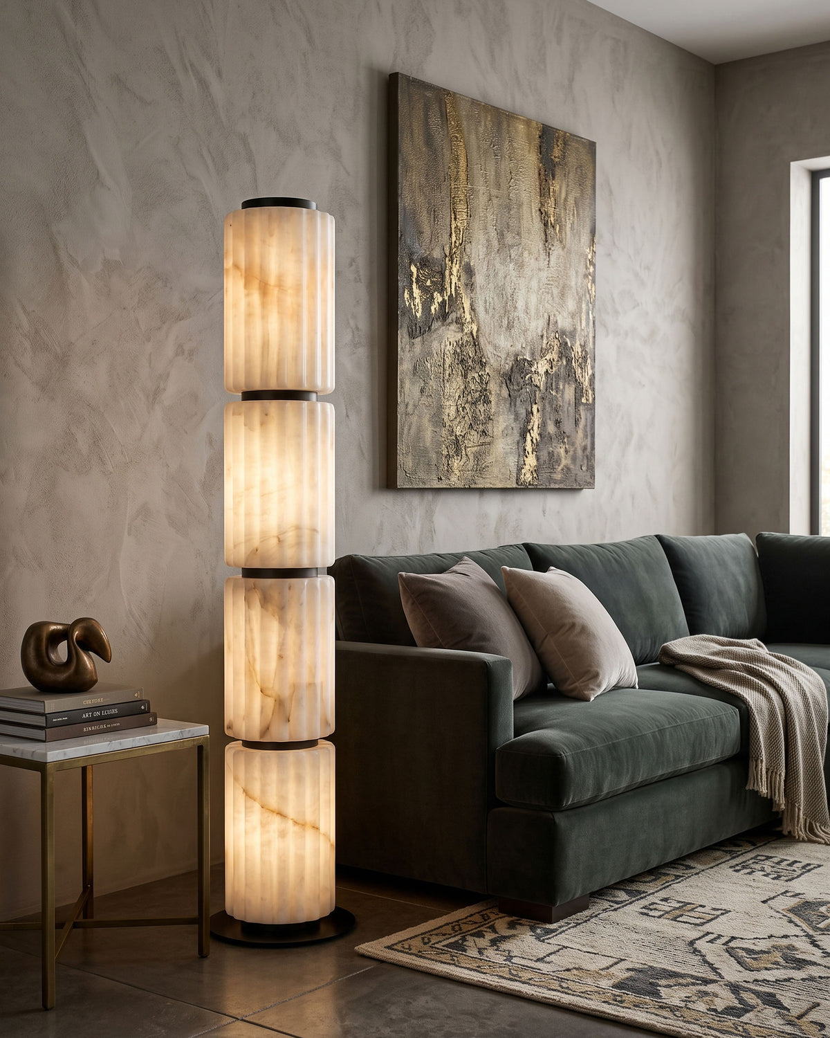 Junius Column Alabaster Floor Lamp