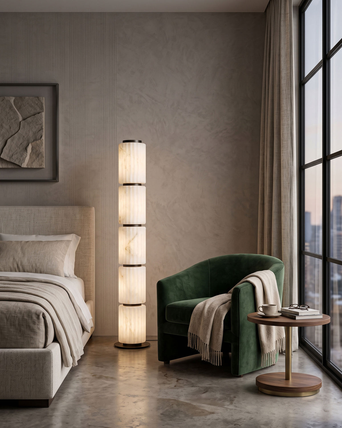 Junius Column Alabaster Floor Lamp