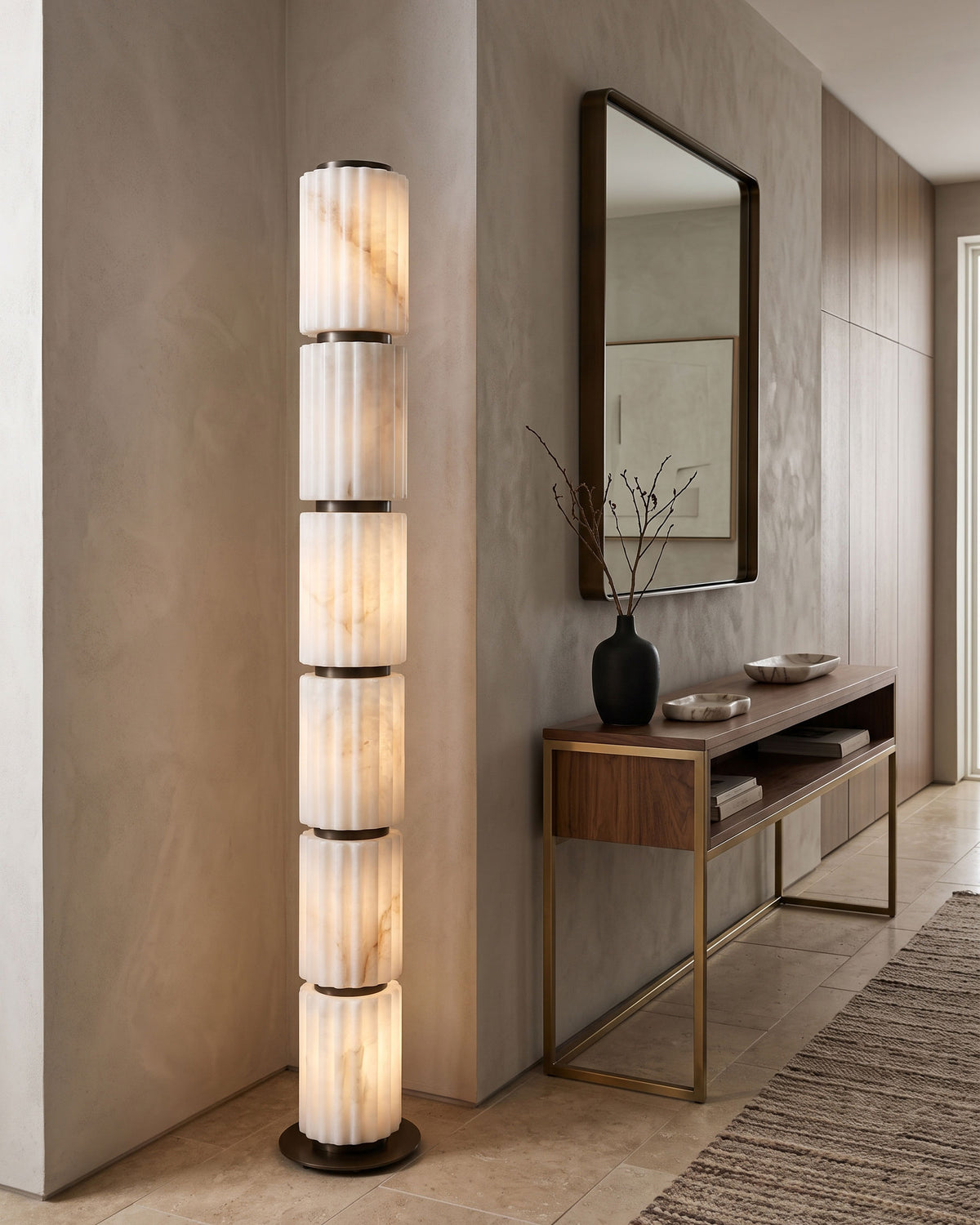 Junius Column Alabaster Floor Lamp