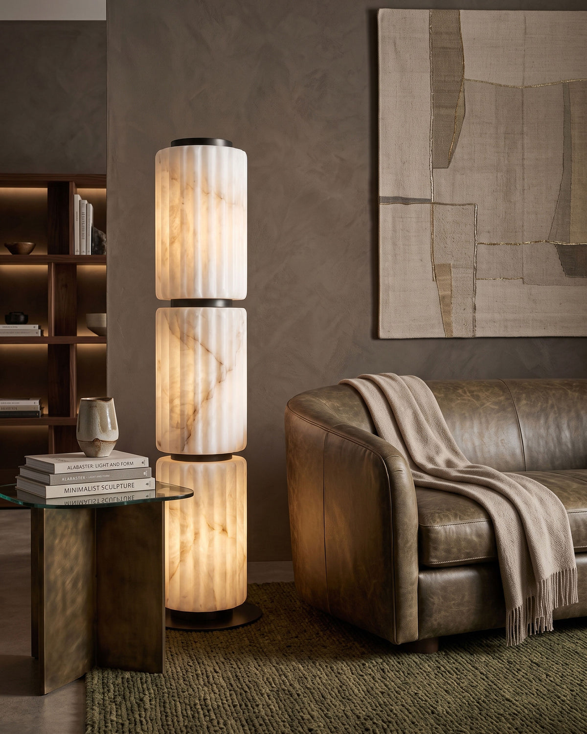 Junius Column Alabaster Floor Lamp