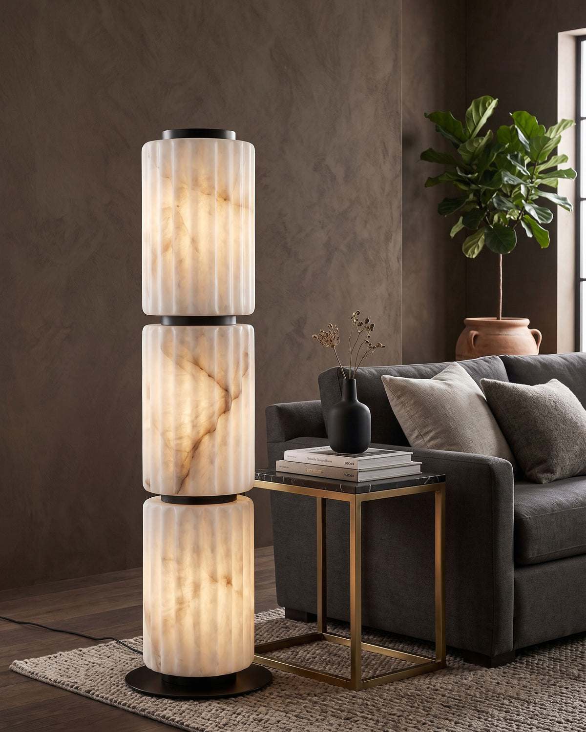 Junius Column Alabaster Floor Lamp