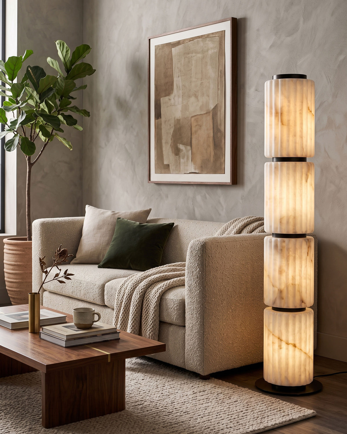 Junius Column Alabaster Floor Lamp