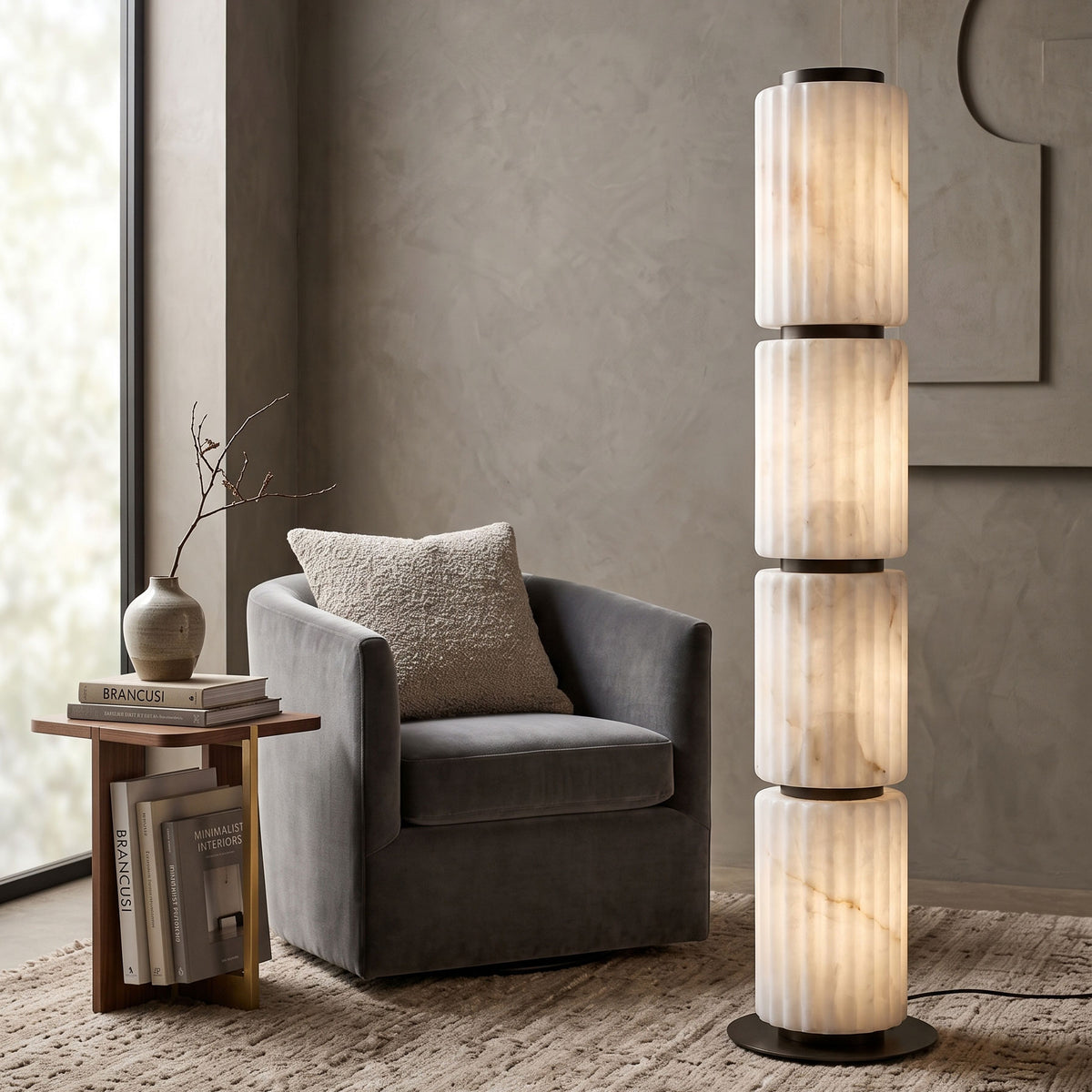 Junius Column Alabaster Floor Lamp