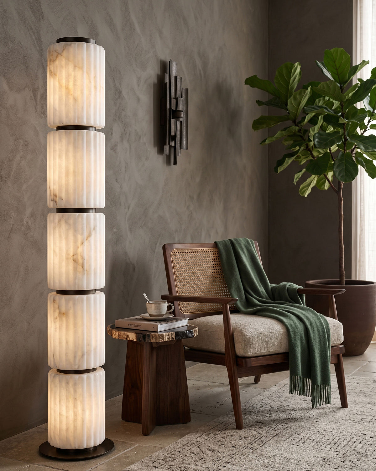 Junius Column Alabaster Floor Lamp