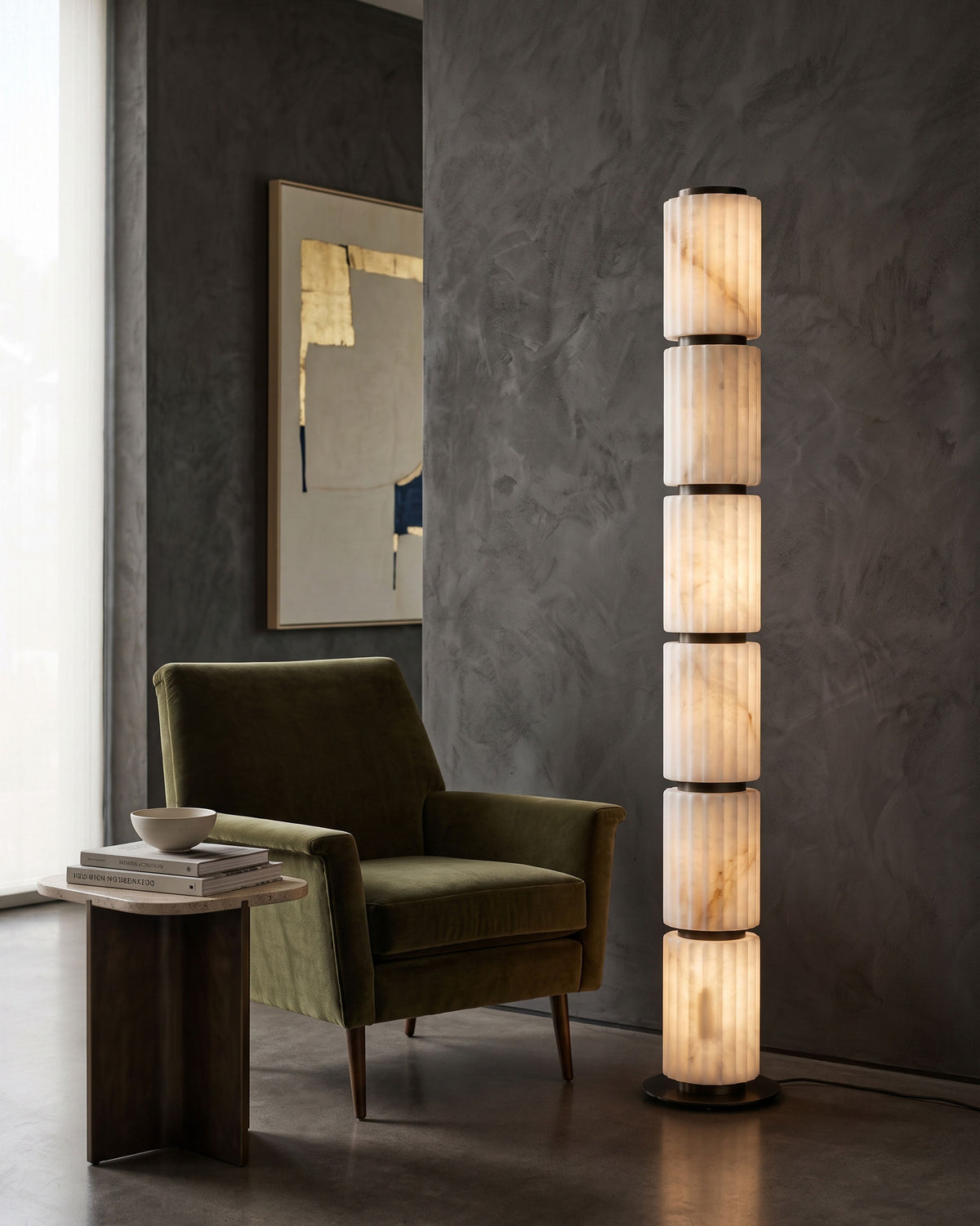 Junius Column Alabaster Floor Lamp
