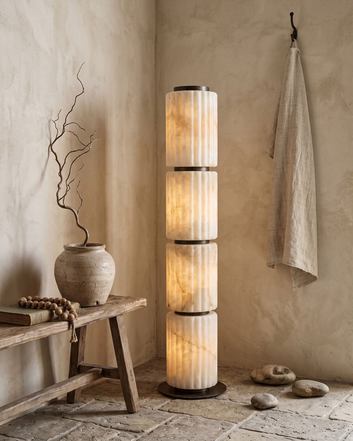 Junius Column Alabaster Floor Lamp