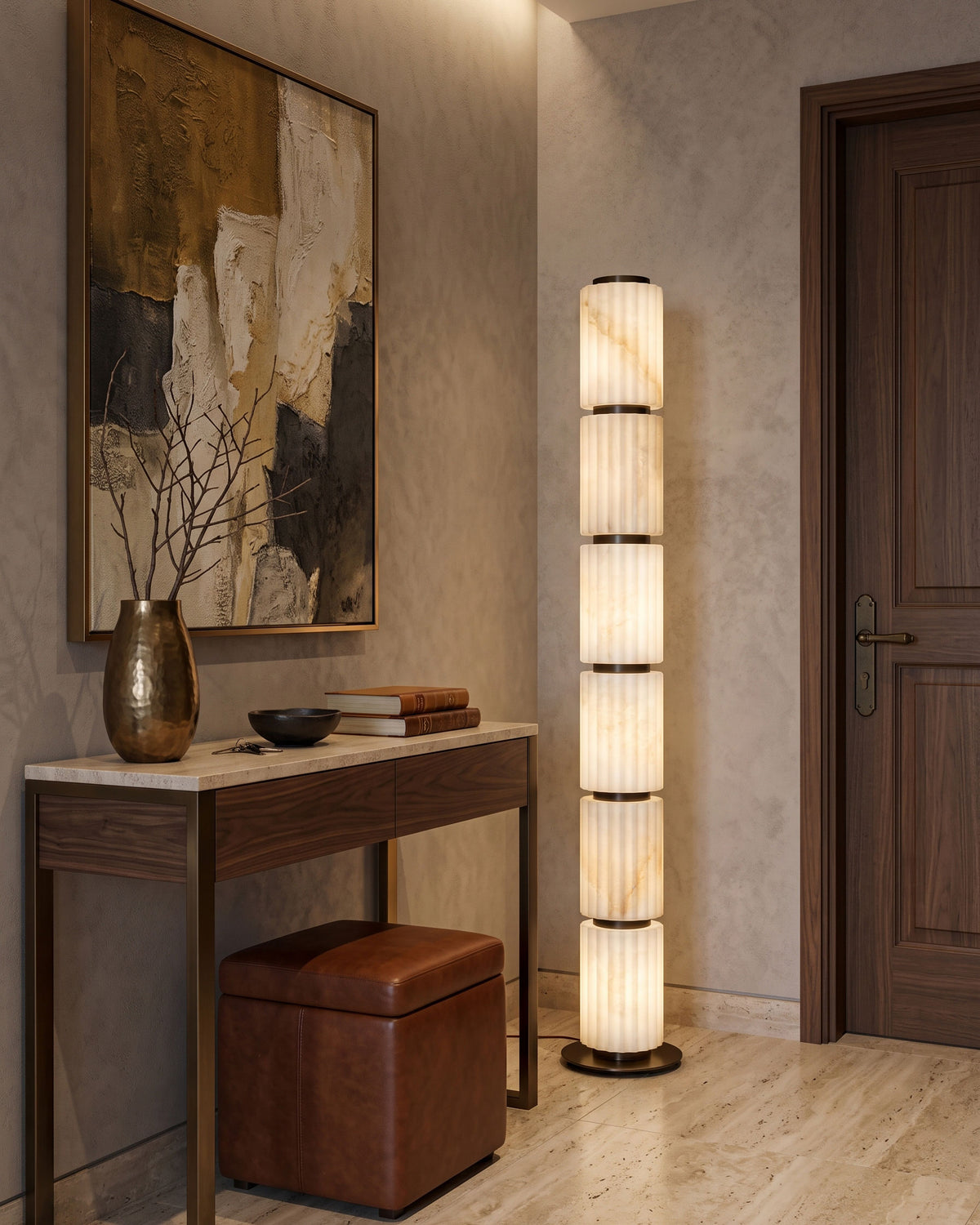 Junius Column Alabaster Floor Lamp