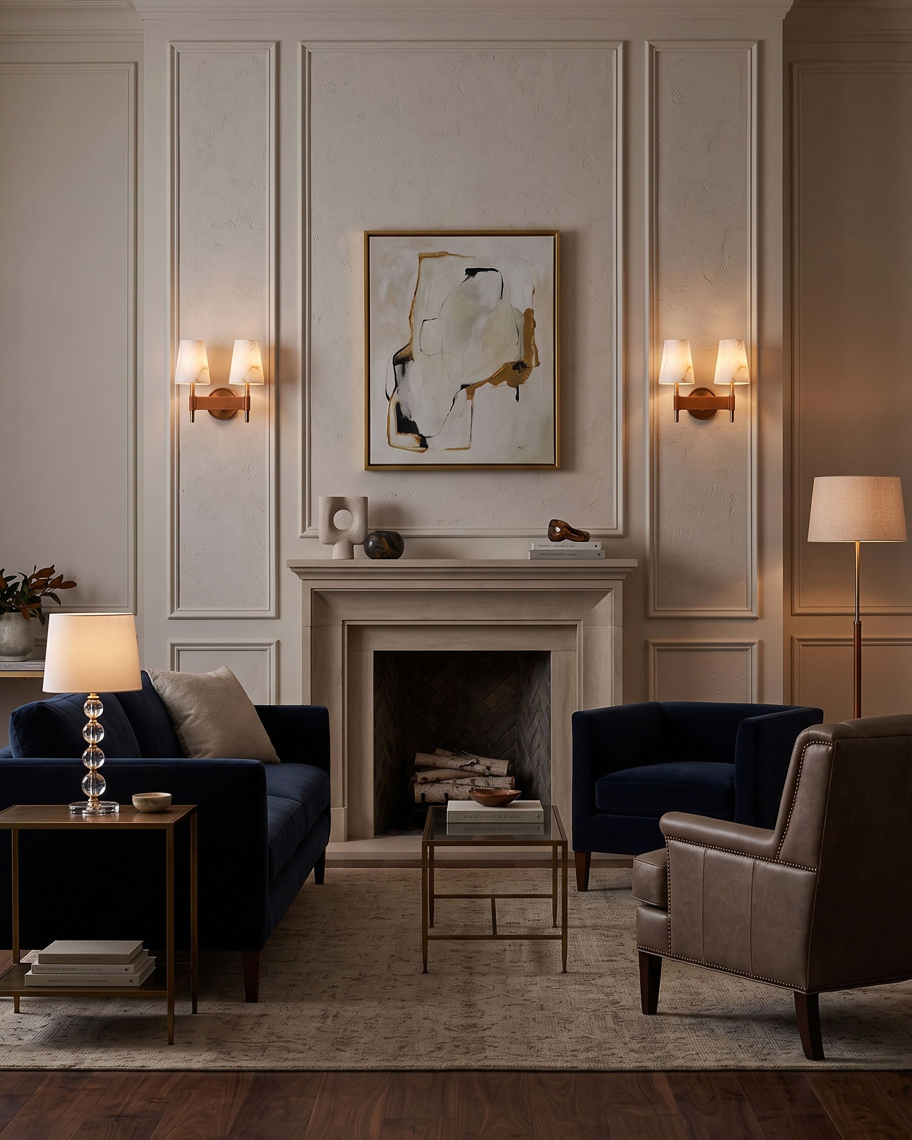 Kerrick Alabaster Leather Wall Sconce