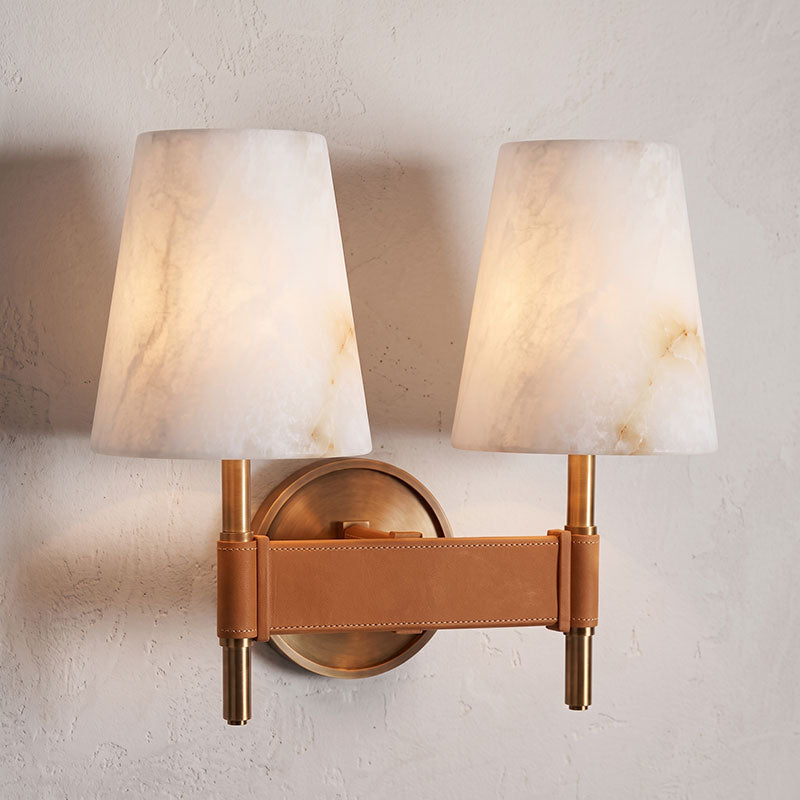 Kerrick Alabaster Leather Wall Sconce